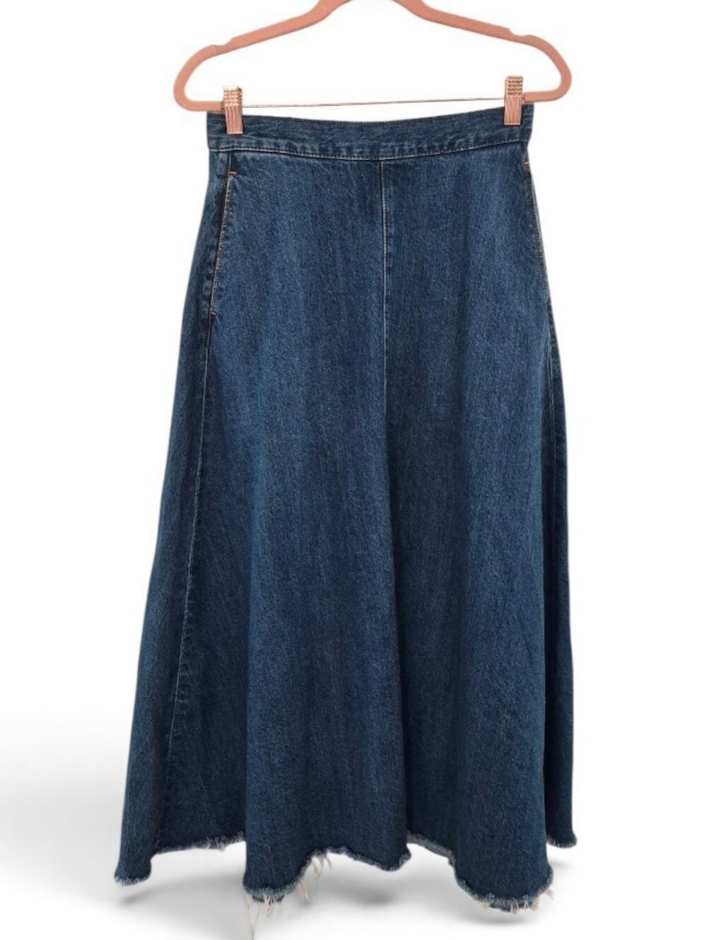 Azul By Moussy Vintage Denim Skirt Maxi Women  Distressed Raw Hem Made in Japan